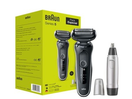 Máquina de Barbear Elétrica Braun Series 5 S5 51W1000S + Aparador Orelhas & Nariz EN10 For Cheap