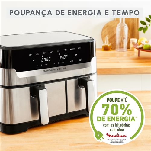 Air Fryer Moulinex Dual 5.2L + 3.1L EZ905D20 - Preto   Cinzento Cheap